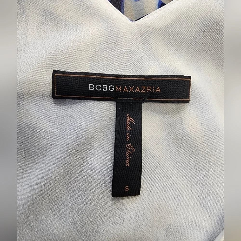 BCBGMaxAzria White and Blue Printed Mini Dress - Picture 14 of 16